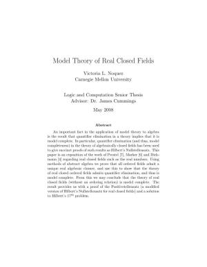 Model Theory of Real Closed Fields