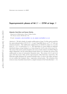 Supersymmetric Phases of 4D N = 4 SYM at Large N