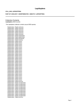 Summary for Lepidoptera