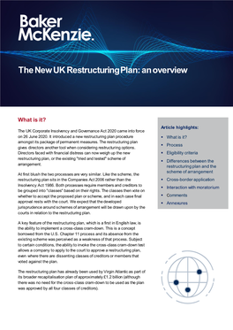 The New UK Restructuring Plan: an Overview