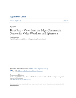 Biz of Acq -- Views from the Edge: Commercial Sources for Video