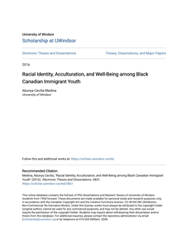 Racial Identity, Acculturation, and Well-Being Among Black Canadian Immigrant Youth