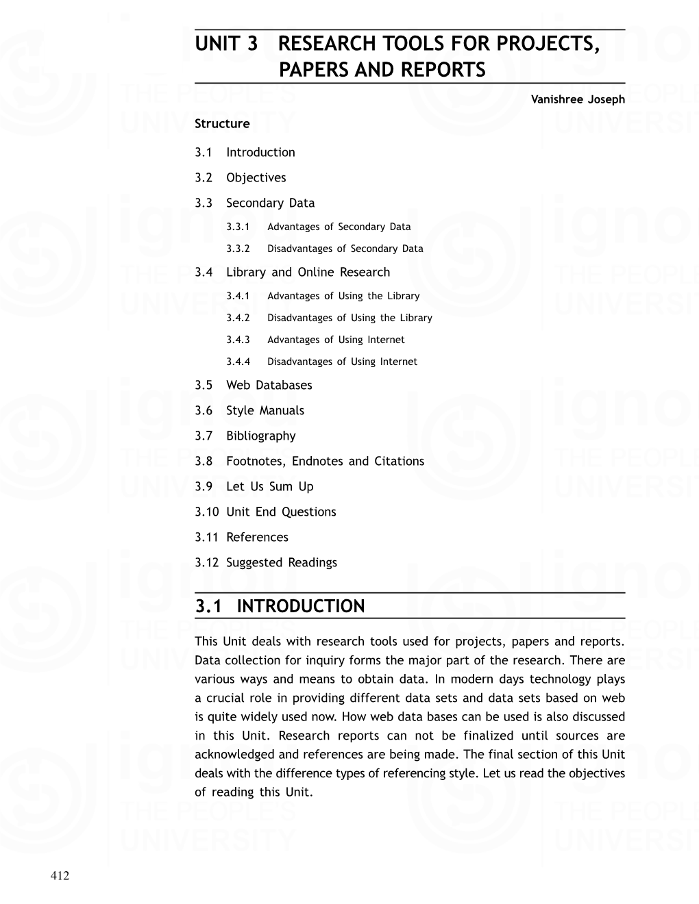 Unit 3 Research Tools for Projects, Papers and Reports