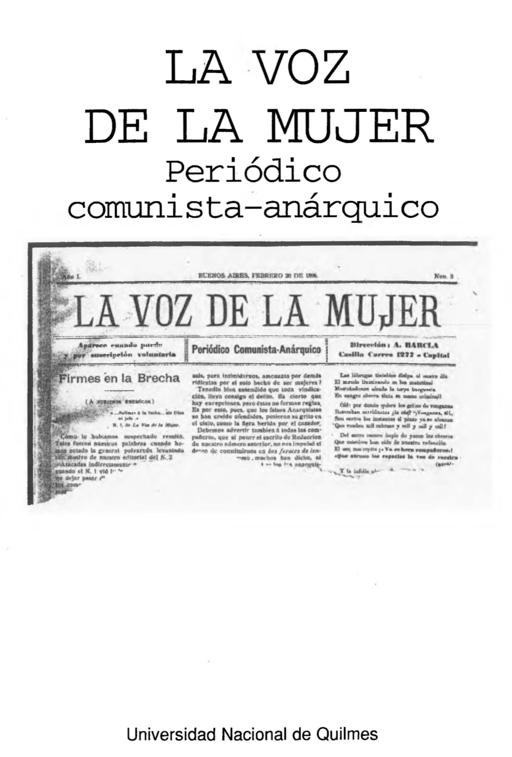 La Voz De La Mujer. Periodico Comunista-Anarquico