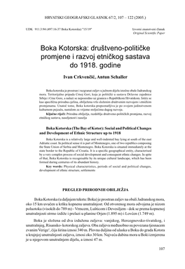 Boka Kotorska: Društveno-Političke Promjene I Razvoj Etničkog Sastava Do 1918