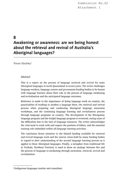 8 Awakening Or Awareness: Are We Being Honest About the Retrieval and Revival of Australia’S Aboriginal Languages?