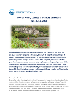 Monasteries, Castles & Manors of Ireland June 6-14, 2021