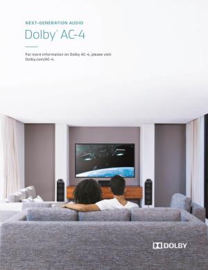 Dolby AC-4, Please Visit Dolby.Com/AC-4