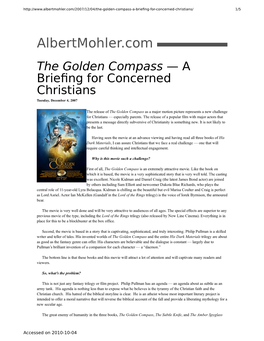 The Golden Compass — a Briefing for Concerned Christians