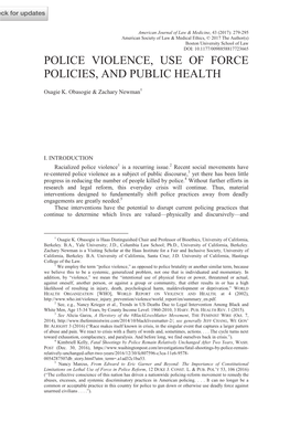 Police Violence, Use of Force Policies, and Public Health