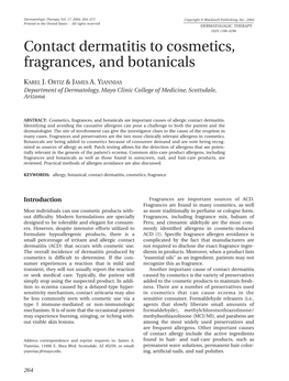 Contact Dermatitis to Cosmetics, Fragrances, and Botanicals