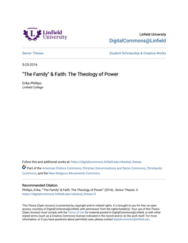 "The Family" & Faith: the Theology of Power