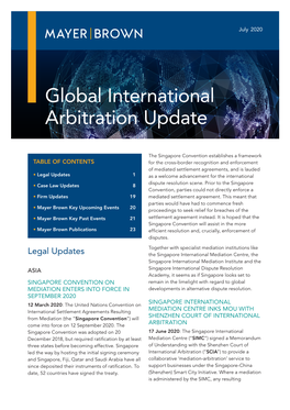 Global International Arbitration Update