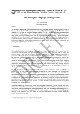The Portuguese Language Spelling Accord