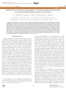 Satellite RNA Is Essential for Encapsidation of Groundnut Rosette Umbravirus RNA by Groundnut Rosette Assistor Luteovirus Coat Protein