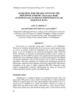 Sapindaceae): Evidence from Molecular Sequence Data