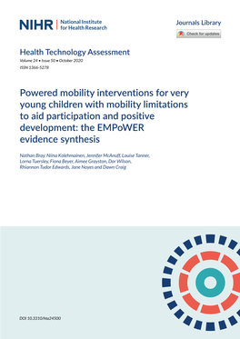 Powered Mobility Interventions for Very Young Children with Mobility Limitations to Aid Participation and Positive Development: the Empower Evidence Synthesis