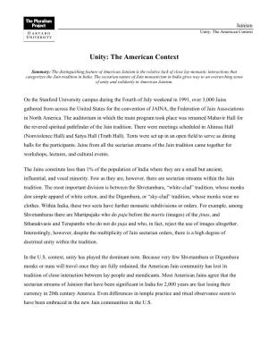 Unity: the American Context
