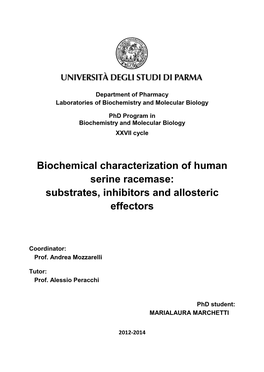 Biochemical Characterization of Human Serine Racemase: Substrates, Inhibitors and Allosteric Effectors