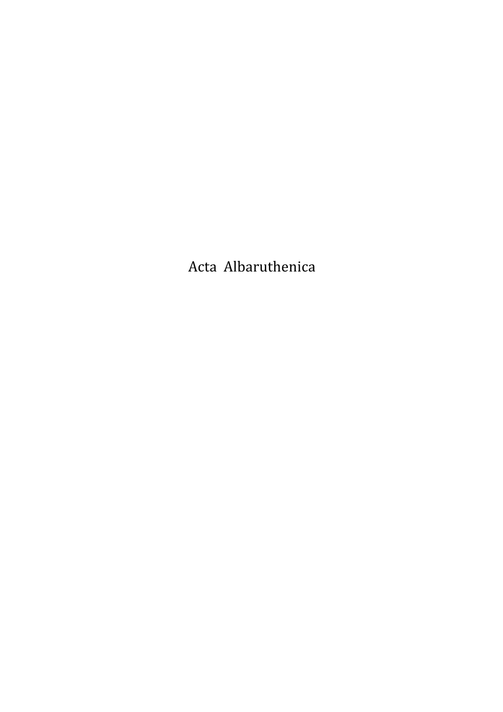 Acta Albaruthenica