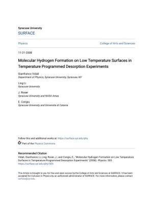 Molecular Hydrogen Formation on Low Temperature Surfaces in Temperature Programmed Desorption Experiments