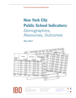 New York City Public School Indicators: Demographics, Resources, Outcomes