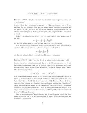 Math 140A - HW 1 Solutions
