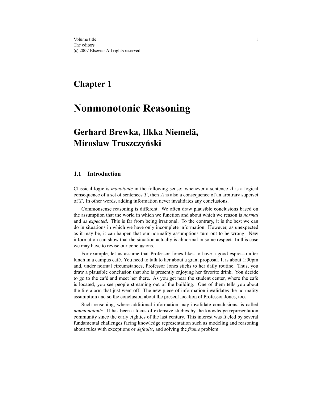 Nonmonotonic Reasoning