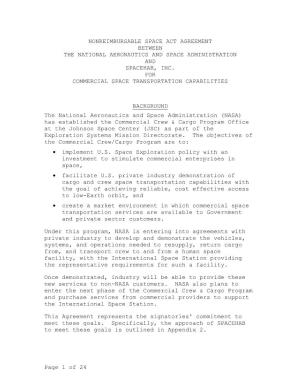 Space Act Agreement with SPACEHAB