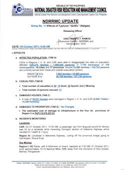 NDRRMC Update SND Sitrep No. 11 Effects of Typhoon QUIEL (NALGAE