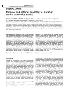 Maternal and Paternal Genealogy of Eurasian Taurine Cattle (Bos Taurus)