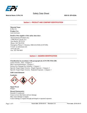 Safety Data Sheet (E-Pik 216)