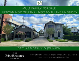 MULTIFAMILY for SALE Uptown New Orleans - Next to Tulane University