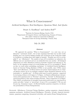 What Is Consciousness? Artiﬁcial Intelligence, Real Intelligence, Quantum Mind, and Qualia