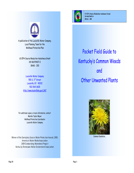 Pocket Field Guide to Kentucky's Common Weeds and Other Unwanted Plants