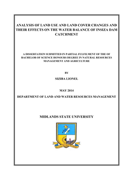 Analysis of Land Use and Land Cover Change in Insiza Dam-Catchment.Pdf