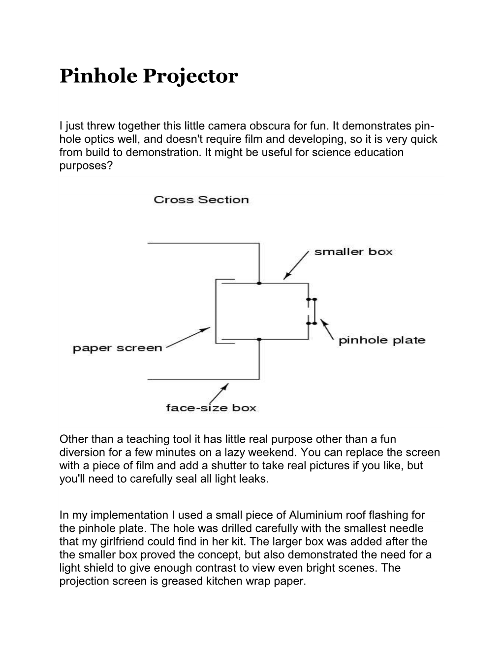 Pinhole Projector