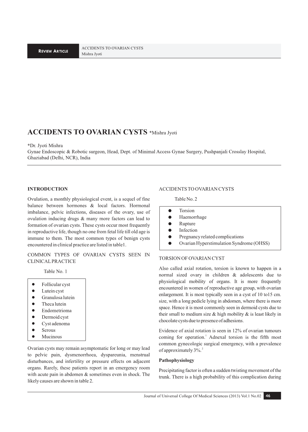 ACCIDENTS to OVARIAN CYSTS *Mishra Jyoti