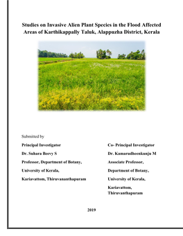 Studies on Invasive Alien Plant Species in the Flood Affected Areas of Karthikappally Taluk, Alappuzha District, Kerala