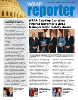 WRAP Cab-Cop Car Wins Virginia Governor's 2013 Transportation