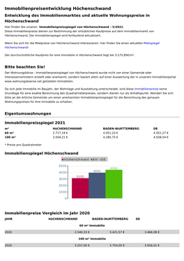 Immobilienpreise Höchenschwand (PDF)