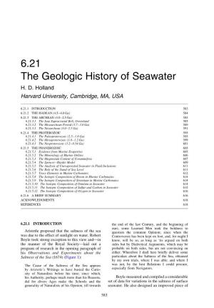 6.21 the Geologic History of Seawater H
