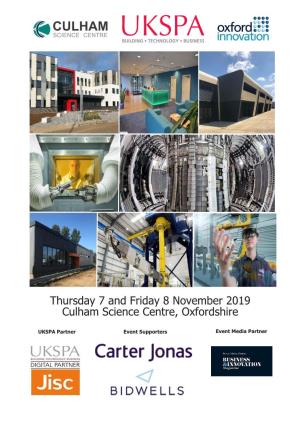 Thursday 7 and Friday 8 November 2019 Culham Science Centre, Oxfordshire