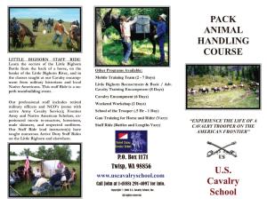 PACK ANIMAL HANDLING COURSE U.S. Cavalry School