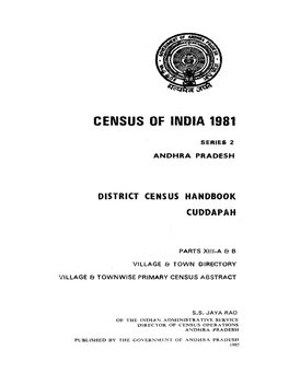 District Census Handbook, Cuddapah, Part XII-A & B, Series-2