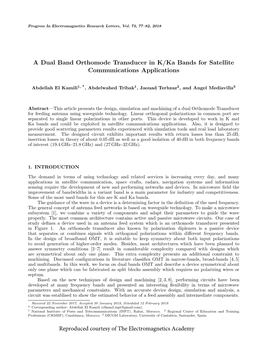 A Dual Band Orthomode Transducer in K/Ka Bands for Satellite Communications Applications