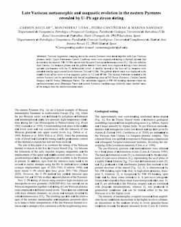 Late Variscan Metamorphic and Magmatic Evolution in the Eastern Pyrenees Revealed by U-Pb Age Zircon Dating