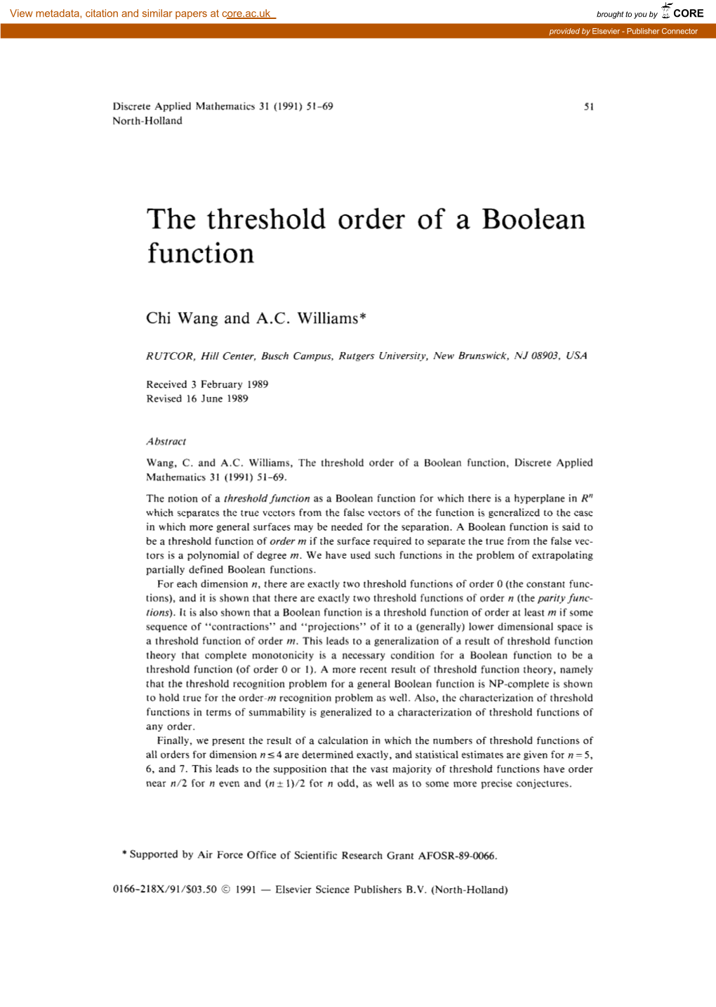The Threshold Order of a Boolean Function
