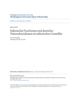 Italienischer Faschismus Und Deutscher Nationalsozialismus Im Italienischen Genrefilm Peter Scheinpflug Washington University in St