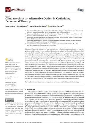 Clindamycin As an Alternative Option in Optimizing Periodontal Therapy